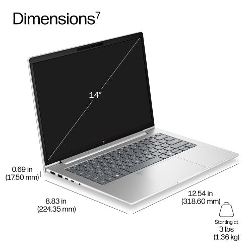 HP ProBook 4 G2i 14 inch Notebook AI PC Laptop 14" WUXGA 16 GB LPDDR5x-SDRAM 512 GB SSD Wi-Fi 6E (802.11ax) Windows 11 Pro Silver