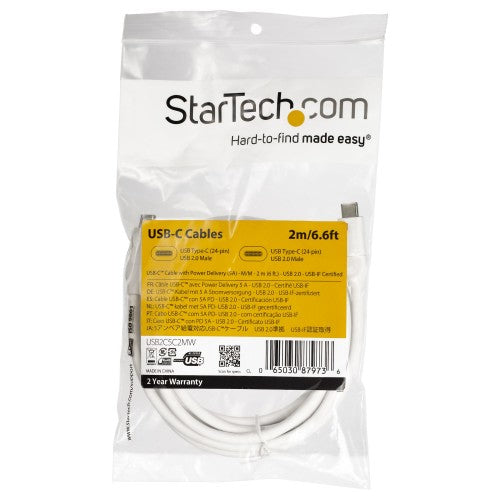 StarTech.com USB2C5C2MW USB cable USB 2.0 78.7" (2 m) USB C White