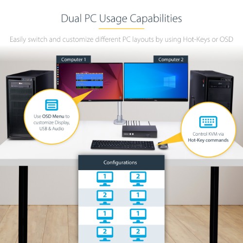 StarTech.com P2DD46A22-KVM-SWITCH KVM switch Black