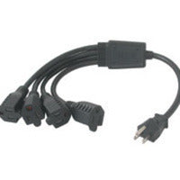 C2G 14in 1-to-4 18 AWG Power Cord Splitter (4 NEMA 5-15R -> 1 NEMA 5-15P) Black 13.8" (0.35 m)