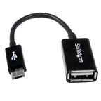 StarTech.com UUSBOTG USB cable USB 2.0 5" (0.127 m) Micro-USB B USB A Black