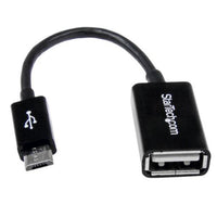 StarTech.com UUSBOTG USB cable USB 2.0 5" (0.127 m) Micro-USB B USB A Black
