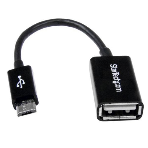 StarTech.com UUSBOTG USB cable USB 2.0 5" (0.127 m) Micro-USB B USB A Black