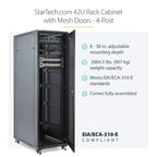 StarTech.com RK4236BKB rack cabinet 42U Freestanding rack Black