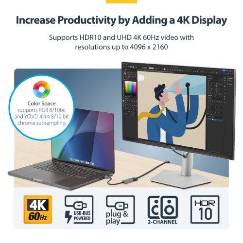 StarTech.com USBC-HDMI-CDP2HD4K60 USB graphics adapter 4096 x 2160 pixels Gray