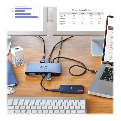 Tripp Lite MTB3-DOCK-03 laptop dock/port replicator Wired Thunderbolt 3 Black, Gray