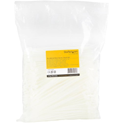StarTech.com CBMZT8NK cable tie Releasable cable tie Nylon, Plastic White 1000 pc(s)