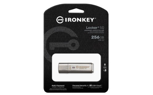 Kingston Technology IronKey Locker+ 50 USB flash drive 256 GB USB Type-A 3.2 Gen 1 (3.1 Gen 1) Silver