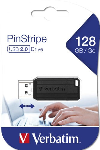Verbatim PinStripe 128GB USB flash drive USB Type-A 2.0 Black
