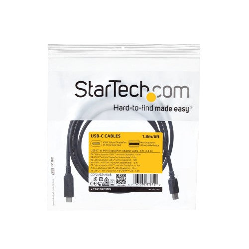 StarTech.com CDP2MDPMM6B video cable adapter 70.9" (1.8 m) USB Type-C Mini DisplayPort Black