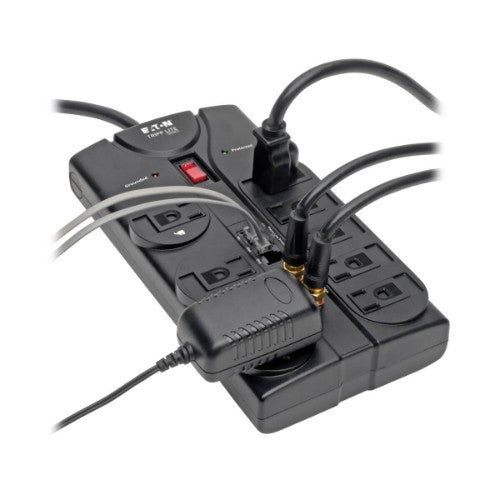 Tripp Lite TLP808TELTV surge protector Black 8 AC outlet(s) 120 V 96.1" (2.44 m)