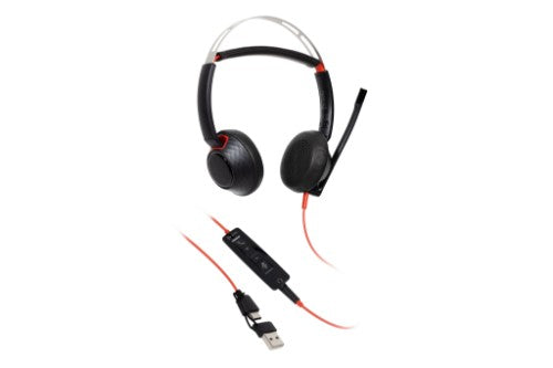HP Poly Blackwire 5220 Headset +Inline Cable +USB-C/A Adapter TAA