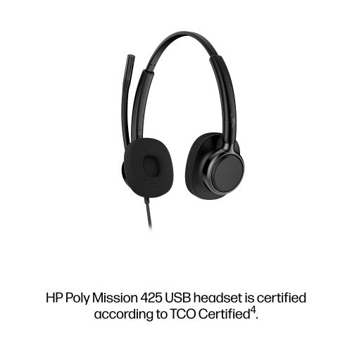 HP Poly Mission 425 Stereo USB Wired Headset Classic