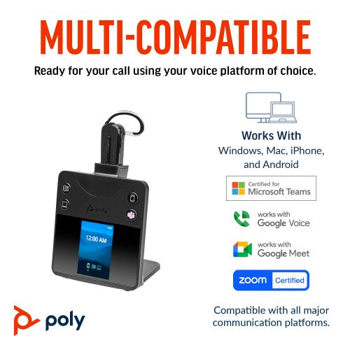HP Poly Savi 8445 Office Microsoft Teams Certified DECT 1920-1930 MHz Convertible Headset