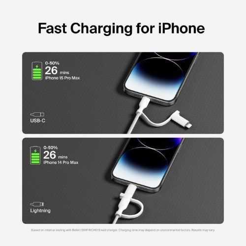 Belkin BoostCharge Pro USB cable USB 2.0 59.1" (1.5 m) USB C USB C/Lightning White
