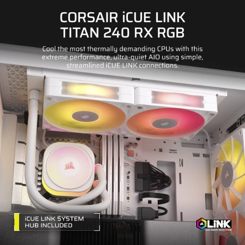 Corsair iCUE LINK TITAN RX RGB Processor All-in-one liquid cooler 4.72" (12 cm) White 1 pc(s)