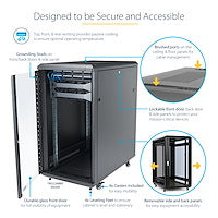 StarTech.com RK1836BKF rack cabinet 18U Freestanding rack Black