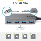 StarTech.com 5G4AC-USB-A-HUB interface hub USB 3.2 Gen 1 (3.1 Gen 1) Type-A 5000 Mbit/s Gray