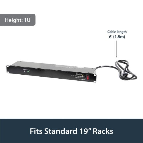 StarTech.com RKPW081915 power distribution unit (PDU) 8 AC outlet(s) 1U Black