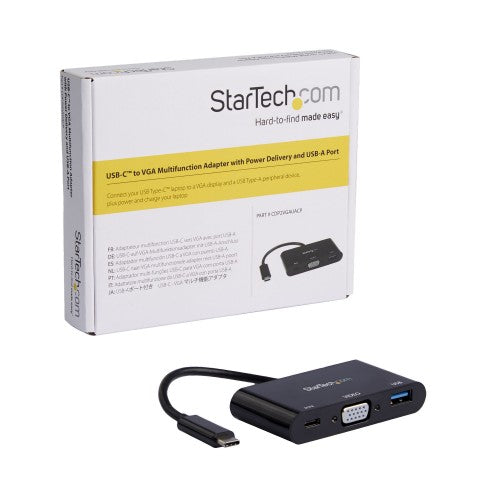 StarTech.com CDP2VGAUACP laptop dock/port replicator Wired USB 3.2 Gen 1 (3.1 Gen 1) Type-C Black