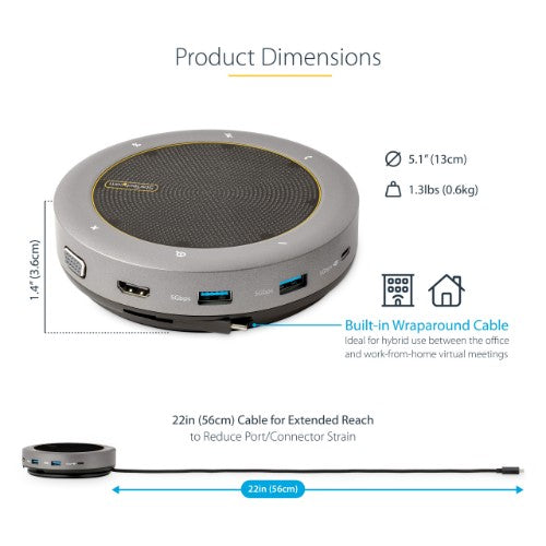 StarTech.com DKTBRSPMPD speakerphone Gray