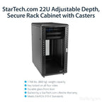 StarTech.com RK2236BKF rack cabinet 22U Freestanding rack Black