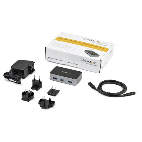 StarTech.com HB31C4AS interface hub USB 3.2 Gen 2 (3.1 Gen 2) Type-C 10000 Mbit/s Black, Gray