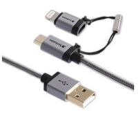 Verbatim 47", USB-A/microUSB + Lightning USB cable 47.2" (1.2 m) USB A Micro-USB B/Lightning Black,Silver