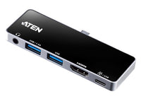 ATEN UH3238 laptop dock/port replicator Docking USB 3.2 Gen 1 (3.1 Gen 1) Type-C Black, Silver