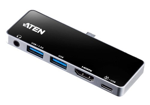 ATEN UH3238 laptop dock/port replicator Docking USB 3.2 Gen 1 (3.1 Gen 1) Type-C Black, Silver