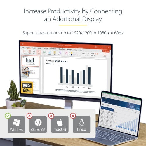 StarTech.com USB32HDES USB graphics adapter 1920 x 1200 pixels Black