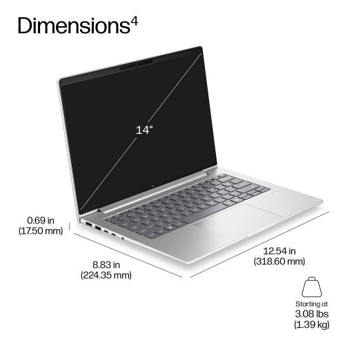 HP ProBook 4 G2a 14 inch Notebook Next Gen AI PC Copilot+ PC AMD Ryzen™ AI 7 445 Laptop 14" WUXGA 16 GB DDR5-SDRAM 512 GB SSD Wi-Fi 6E (802.11ax) Windows 11 Pro Silver