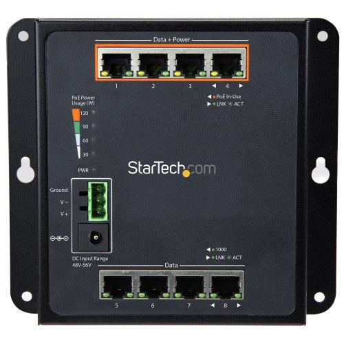 StarTech.com IES81GPOEW network switch Managed L2 Gigabit Ethernet (10/100/1000) Power over Ethernet (PoE) Black