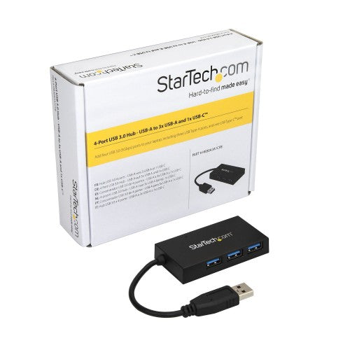 StarTech.com HB30A3A1CFB interface hub USB 3.2 Gen 1 (3.1 Gen 1) Type-A 5000 Mbit/s Black