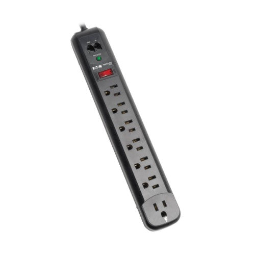 Tripp Lite TLP76RBTEL surge protector Black 7 AC outlet(s) 120 V 70.9" (1.8 m)