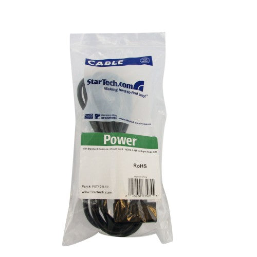 StarTech.com PXT101L10 power cable Black 120.1" (3.05 m) NEMA 5-15P C13 coupler