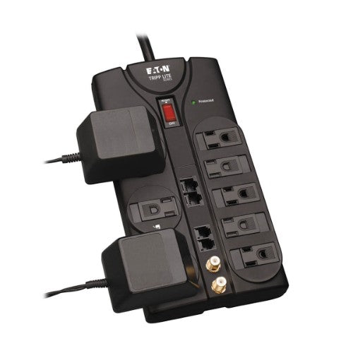 Tripp Lite TLP810NET surge protector Black 8 AC outlet(s) 120 V 118.1" (3 m)