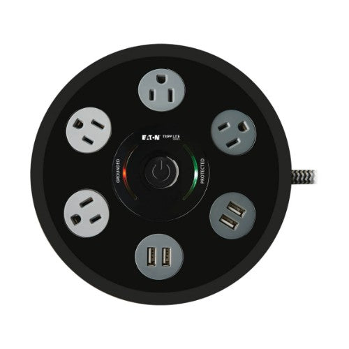 Tripp Lite TLP406USBUFO surge protector Black, Gray 4 AC outlet(s) 120 V 72" (1.83 m)