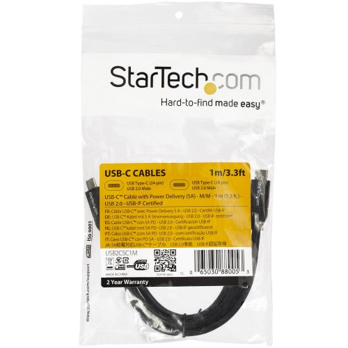 StarTech.com USB2C5C1M USB cable USB 2.0 39.4" (1 m) USB C Black