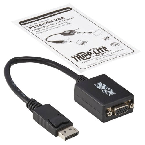 Tripp Lite P134-06N-VGA-BP video cable adapter 5.91" (0.15 m) DisplayPort VGA (D-Sub) Black
