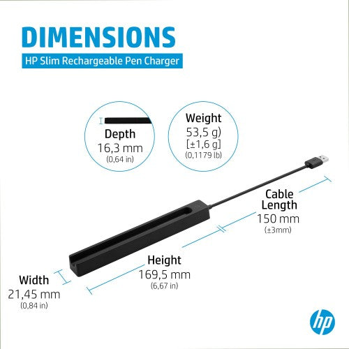 HP Slim Rechargeable Pen Charger Stylus pen Black USB Indoor