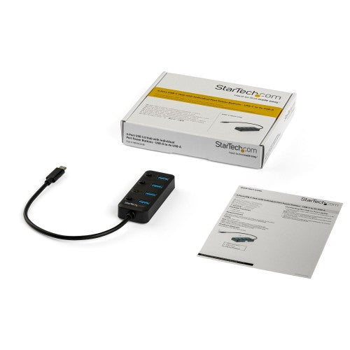 StarTech.com HB30C4AIB interface hub USB 3.2 Gen 1 (3.1 Gen 1) Type-C 5000 Mbit/s Black