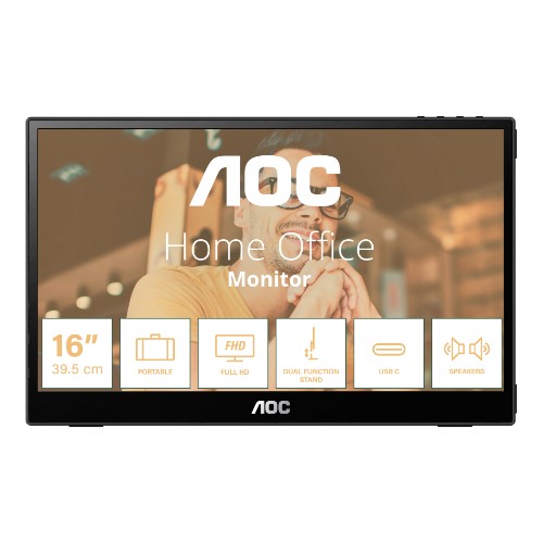 AOC 16T20 portable TV/monitor Portable monitor Black 15.6" 1920 x 1080 pixels