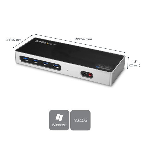 StarTech.com DK30A2DH laptop dock/port replicator Wired USB 3.2 Gen 1 (3.1 Gen 1) Type-C Black, Silver
