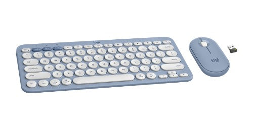 Logitech 920-012202 keyboard Mouse included Universal RF Wireless + Bluetooth QWERTY English Blue
