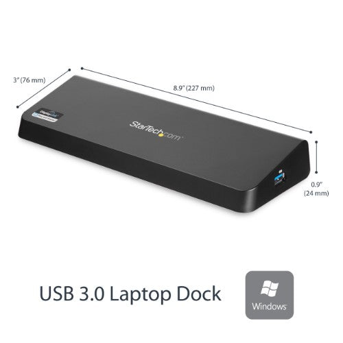StarTech.com USB3DOCKHDPC laptop dock/port replicator Wired USB 3.2 Gen 1 (3.1 Gen 1) Type-B Black