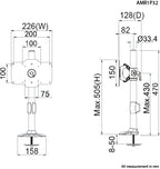 Amer Networks AMR1P32 monitor mount / stand 32" Bolt-through Black