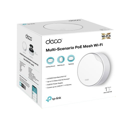 TP-Link DECO X50-POE(1-PACK) mesh wi-fi system Dual-band (2.4 GHz / 5 GHz) Wi-Fi 6 (802.11ax) White 2 Internal
