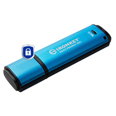 Kingston Technology IronKey Vault Privacy 50 USB flash drive 16 GB USB Type-C 3.2 Gen 1 (3.1 Gen 1) Black, Blue