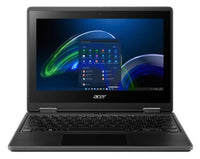 Acer TravelMate Spin B3 NX.VQWAA.005 laptop Intel® Celeron® N5100 Hybrid (2-in-1) 11.6" Touchscreen HD 4 GB DDR4-SDRAM 128 GB SSD Wi-Fi 6 (802.11ax) Windows 11 Pro Education Black